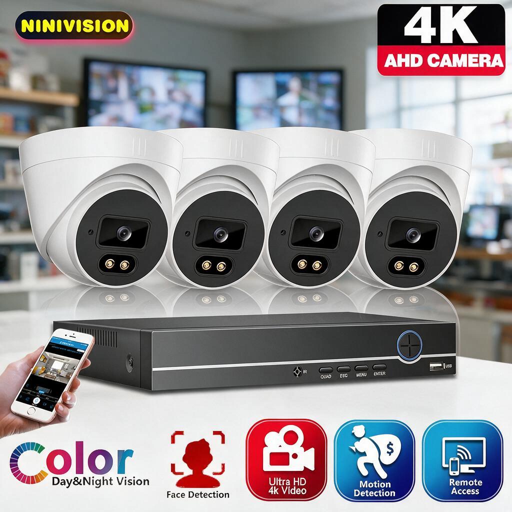 4CH 4K AHD Dome Camera Securit - огляд і ціна Home Security Kit With Camera