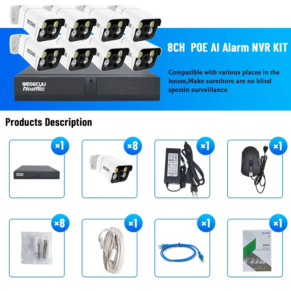 Manufacturer 5mp 4k 8mp 4 8 16 - огляд і ціна Home Security Kit With Camera